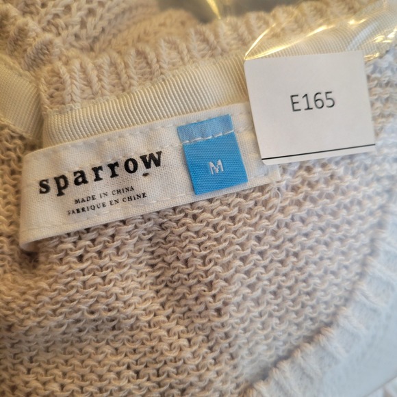 Sparrow Womens Linen Open Knit Pullover Sweater Size Medium Beige Beachy Boho - Picture 8 of 8